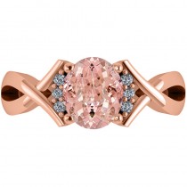 Twisted Oval Pink Morganite Engagement Ring 14k Rose Gold (2.69ct)
