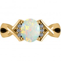 Twisted Oval Opal Engagement Ring 14k Yellow Gold (1.19ct)