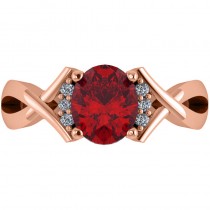 Twisted Oval Ruby Engagement Ring 14k Rose Gold (2.29ct)