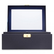 WOLF Brighton Women's Medium Faux Leather Jewelry Box w/ Mirror 2 Lift-Out Trays