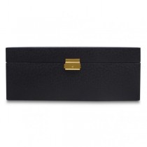 WOLF Brighton Women's Large Faux Leather Jewelry Box w/ Mirror Lock 2 Lift-Out Trays