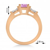 Pink Sapphire & Diamond Three-Stone Emerald Ring 14k Rose Gold (1.85ct)
