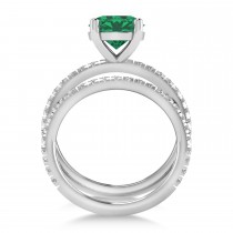 Lab Emerald & Diamond Round-Set Semi-Eternity Bridal Set Platinum (2.92ct)