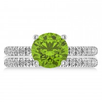 Peridot & Diamond Round-Set Semi-Eternity Bridal Set 14k White Gold (2.62ct)