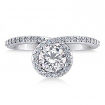 Round White Diamond Nouveau Ring 14k White Gold (1.11 ctw)