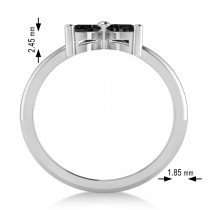 Black Diamond Flower Marquise Ring 14k White Gold (0.60 ctw)