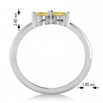 Yellow Diamond Flower Marquise Ring 14k White Gold (0.60 ctw)