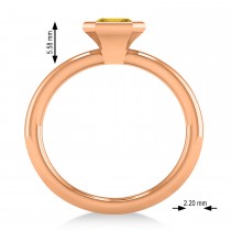 Emerald-Cut Bezel-Set Yellow Sapphire Solitaire Ring 14k Rose Gold (1.00 ctw)