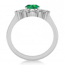 Emerald & Diamond Oval Cut Ballerina Engagement Ring Platinum (2.26 ctw)