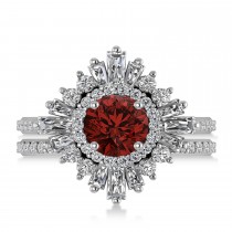 Garnet & Diamond Ballerina Engagement Ring Palladium (2.74 ctw)