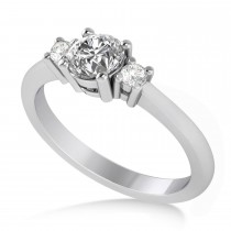Round Diamond Three-Stone Engagement Ring 14k White Gold (0.60ct)
