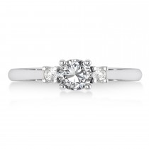 Round Diamond Three-Stone Engagement Ring 14k White Gold (0.60ct)