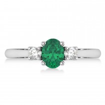 Oval Emerald & Diamond Three-Stone Engagement Ring 14k White Gold (1.20ct)