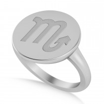Scorpio Disk Zodiac Ring 14k White Gold