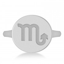 Scorpio Disk Zodiac Ring 14k White Gold