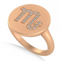 Diamond Scorpio Zodiac Disk Ring 14k Rose Gold (0.11ct)