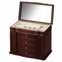 Cherry Wood Jewelry Chest w/ Interior Mirror