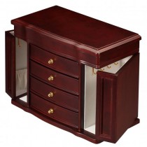 Cherry Wood Jewelry Chest w/ Interior Mirror