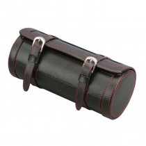 Travel Watch Case Roll Black Leather w/ Red Stitching