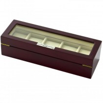 5 Watch Box Case in Cherrywood w/ Locking Lucite Display Top