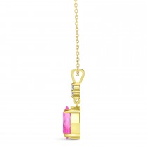 Oval Shape Pink Sapphire & Diamond Pendant Necklace 14k Yellow Gold (1.05ct)