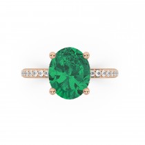 Oval Cut Emerald with Hidden Halo Engagement Ring 14K Rose Gold (4.02ct)