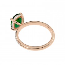 Oval Cut Emerald with Hidden Halo Engagement Ring 14K Rose Gold (4.02ct)