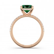 Oval Cut Emerald with Hidden Halo Engagement Ring 14K Rose Gold (4.02ct)