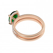Oval Cut Emerald with Hidden Halo  Bridal Ring Set 14K Rose Gold (4.24ct)