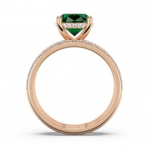 Oval Cut Emerald with Hidden Halo  Bridal Ring Set 14K Rose Gold (4.24ct)