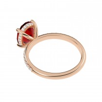 Oval Cut Ruby with Hidden Halo Engagement Ring 14K Rose Gold (4.07ct)