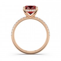 Oval Cut Ruby with Hidden Halo Engagement Ring 14K Rose Gold (4.07ct)