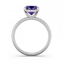Oval Cut Amethyst Diamond Halo Engagement Ring 14K White Gold (3.47ct)