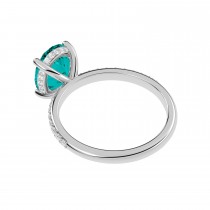 Oval Cut Aquamarine with Diamond Halo Engagement Ring 14K White Gold (3.27ct)
