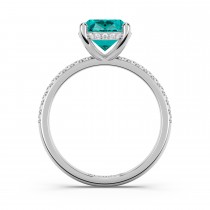 Oval Cut Aquamarine with Diamond Halo Engagement Ring 14K White Gold (3.27ct)