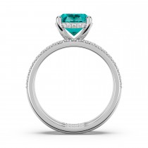 Oval Cut Aquamarine with Diamond Halo  Bridal Ring Set 14K White Gold (3.49ct)