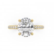 Oval Cut Lab Grown Hidden Halo Engagement Ring 14K Yellow Gold (4.27ct)