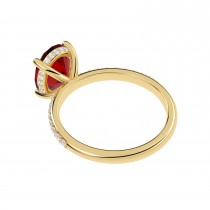 Oval Cut Ruby with Hidden Halo Engagement Ring 14K Yellow Gold (4.07ct)