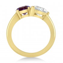 Oval/Pear Diamond & Lab Alexandrite Toi et Moi Ring 14k Yellow Gold (4.50ct)