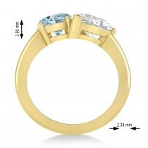 Oval/Pear Diamond & Aquamarine Toi et Moi Ring 14k Yellow Gold (4.50ct)