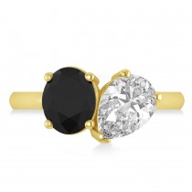 Oval/Pear Black & White Diamond Toi et Moi Ring 18k Yellow Gold (4.50ct)