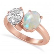 Oval/Pear Diamond & Opal Toi et Moi Ring 18k Rose Gold (4.50ct)