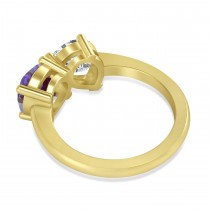 Round/Pear Diamond & Lab Alexandrite Toi et Moi Ring 14k Yellow Gold (4.00ct)