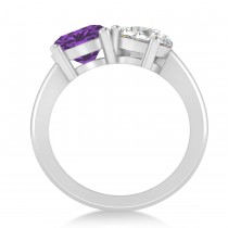 Round/Pear Diamond & Amethyst Toi et Moi Ring 18k White Gold (4.00ct)