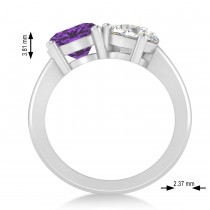Round/Pear Diamond & Amethyst Toi et Moi Ring 18k White Gold (4.00ct)