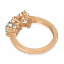 Round/Pear Diamond & Aquamarine Toi et Moi Ring 14k Rose Gold (4.00ct)