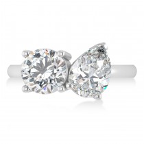 Round/Pear Moissanite Toi et Moi Ring 18k White Gold (4.00ct)