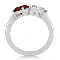 Pear/Pear Diamond & Garnet Toi et Moi Ring 14k White Gold (4.00ct)