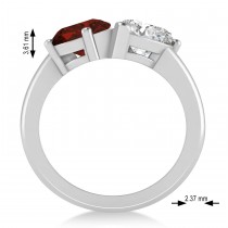 Pear/Pear Diamond & Garnet Toi et Moi Ring 14k White Gold (4.00ct)