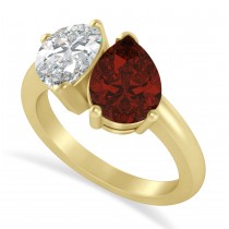 Pear/Pear Diamond & Garnet Toi et Moi Ring 18k Yellow Gold (4.00ct)